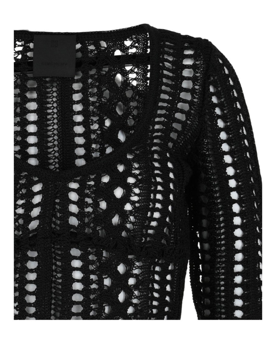 Givenchy Cropped Open-Knit Straps Sweater