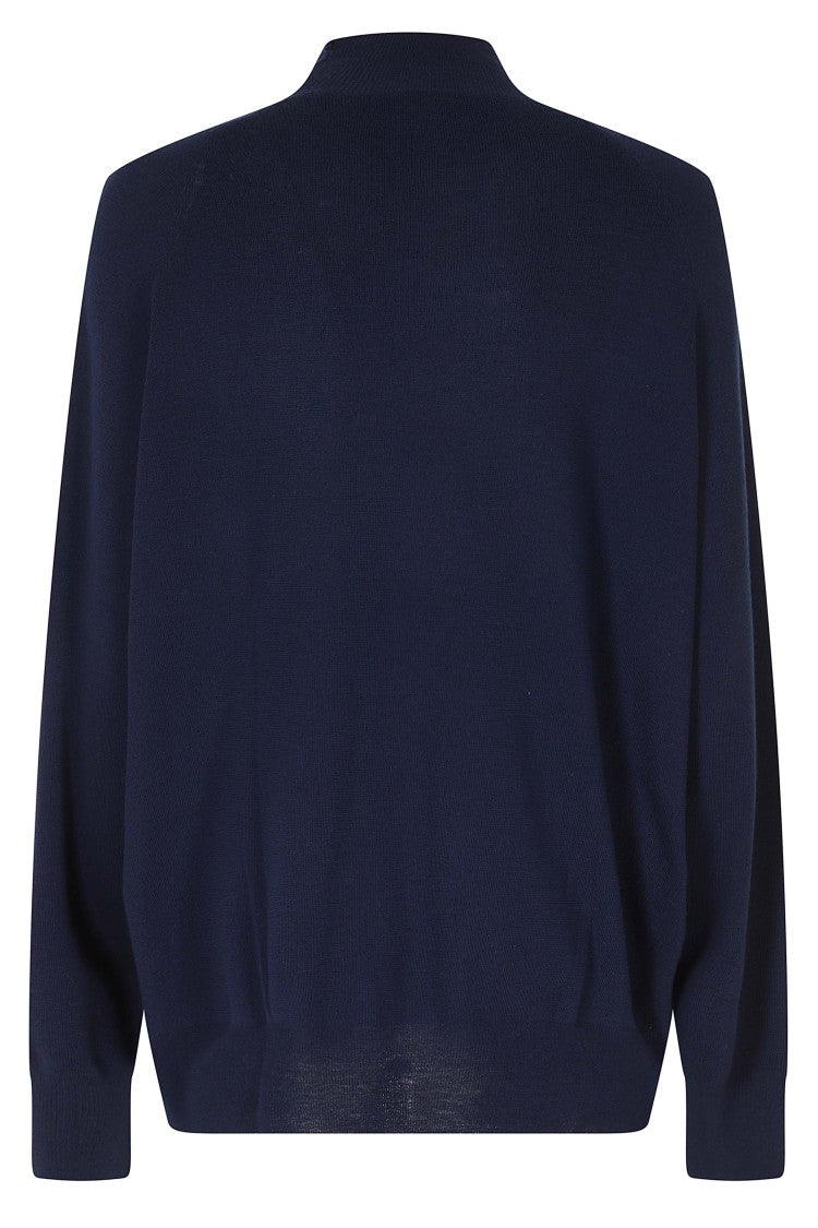 Aspesi Blue Mod 3375 Relaxed-Fit High-Neck Merino Wool Sweater