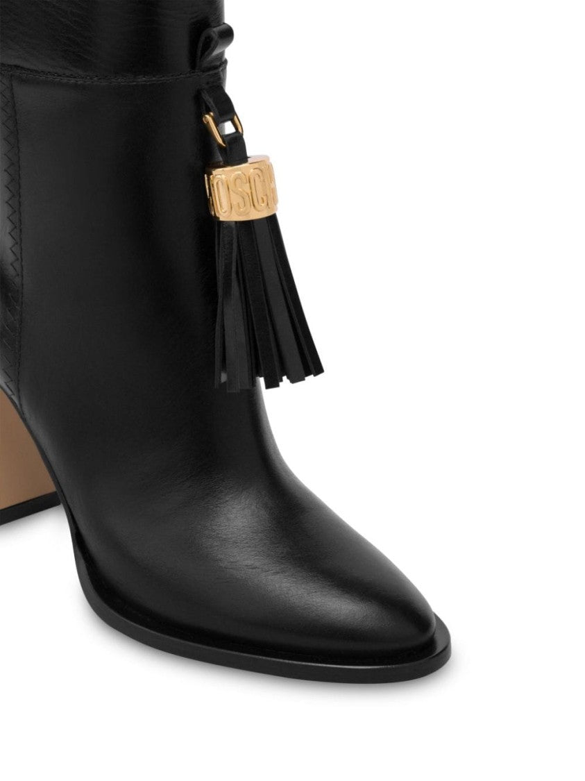 Moschino Ankle-Length Black Calf Leather Boots