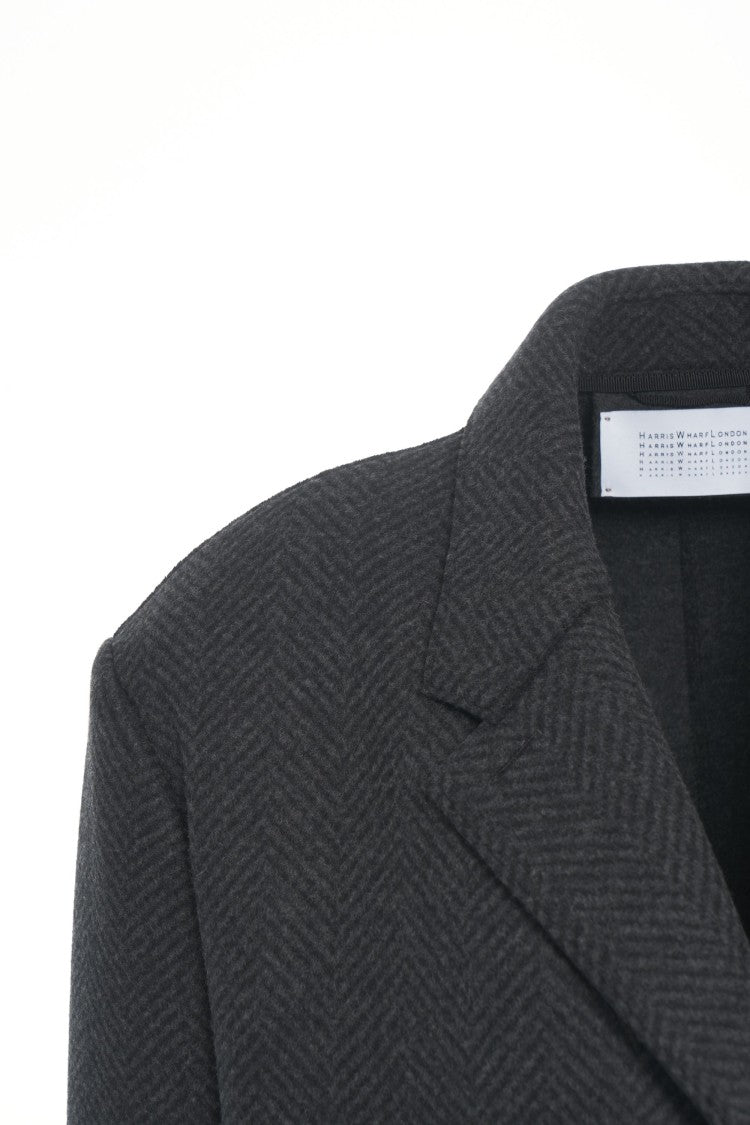 Harris Wharf London Oversized Wool Coat With Herringbone Pattern And Classic Lapel