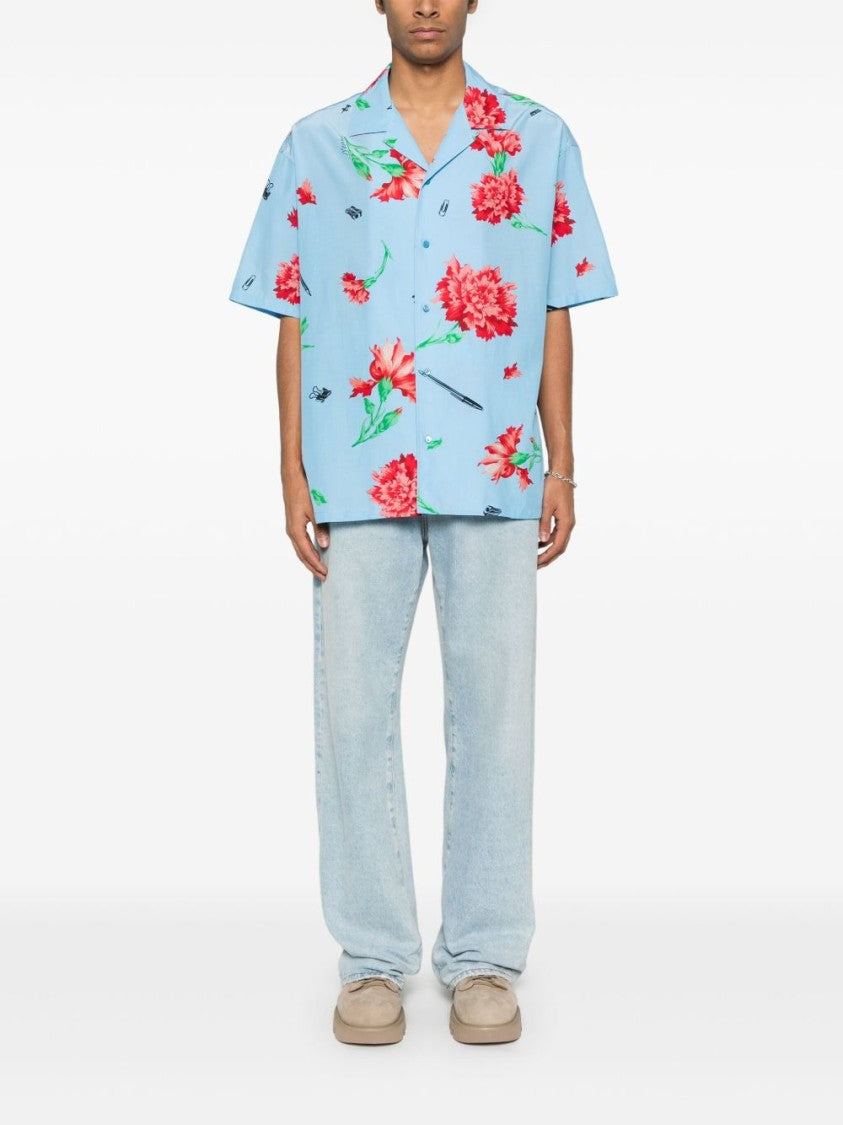 Moschino Splash Blue Drop Shoulder Slit Shirt