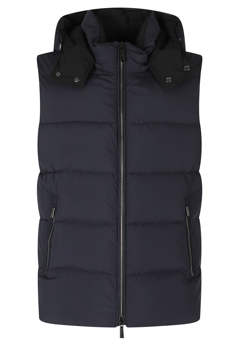 Moorer Navy Fire Skt Polyester Hooded Gilet