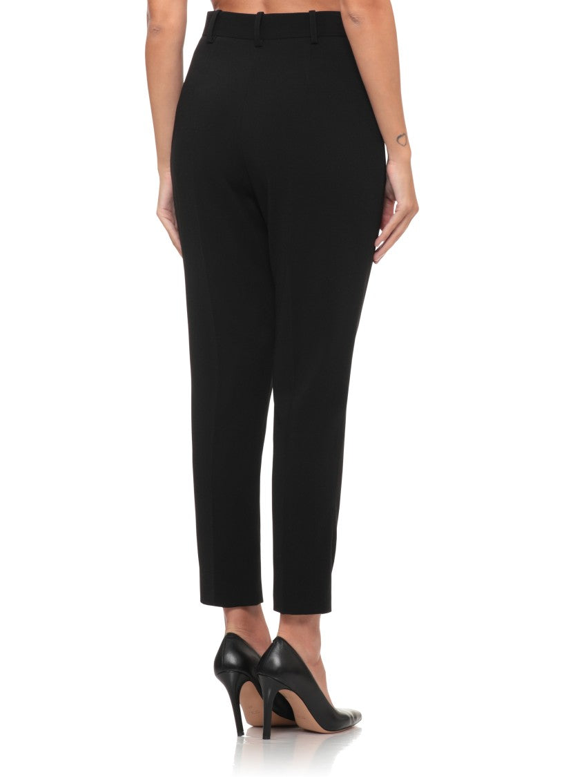 Elisabetta Franchi Mid-Rise Black Trousers With Tailored Silhouette And Cropped Length