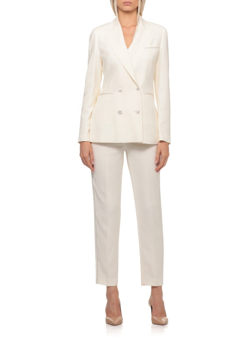 Peserico Aurea Ivory Viscose Double-Breasted Blazer