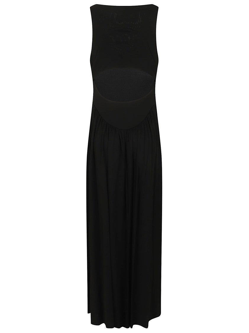 Max Mara Long Crepe Jersey Dress With Contoured Back Opening