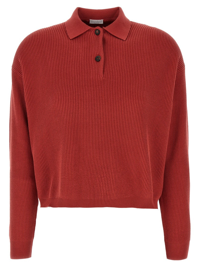 Brunello Cucinelli Ribbed Cotton Knit Polo Shirt