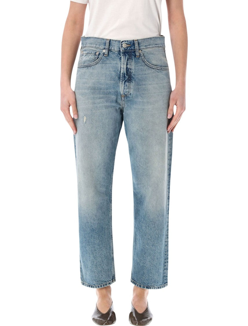 Cycle Mid Rise Mom Fit Distressed Jeans