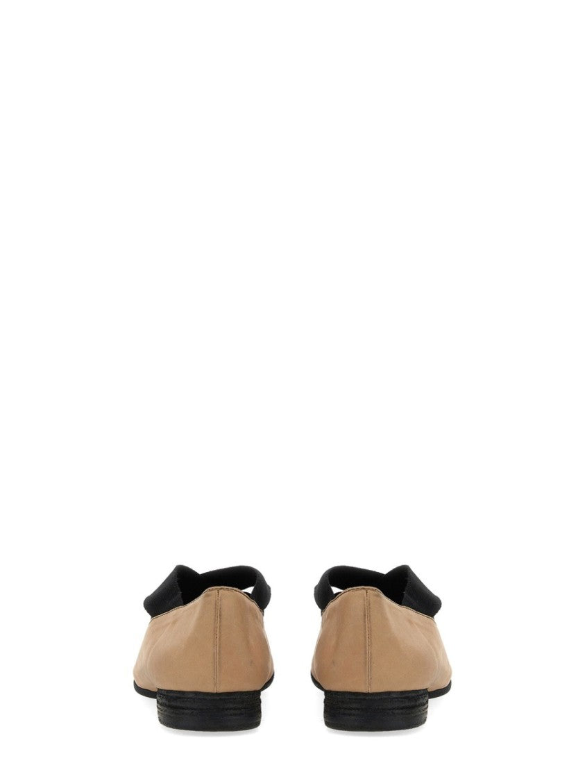 Uma Wang Square Toe Elastic Cross Strap Flats