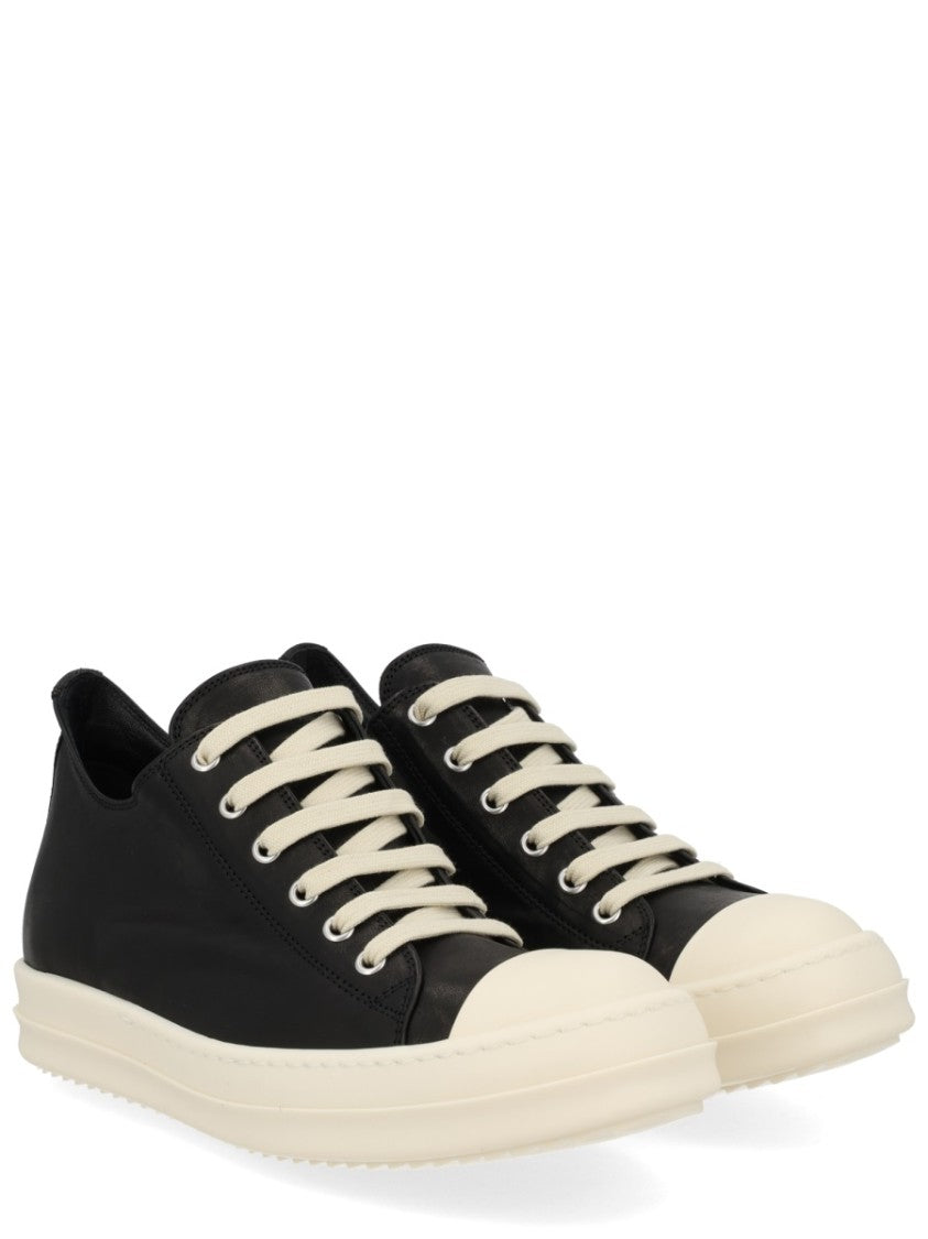 Rick Owens Low Sneaks Leather Monochrome Sneakers