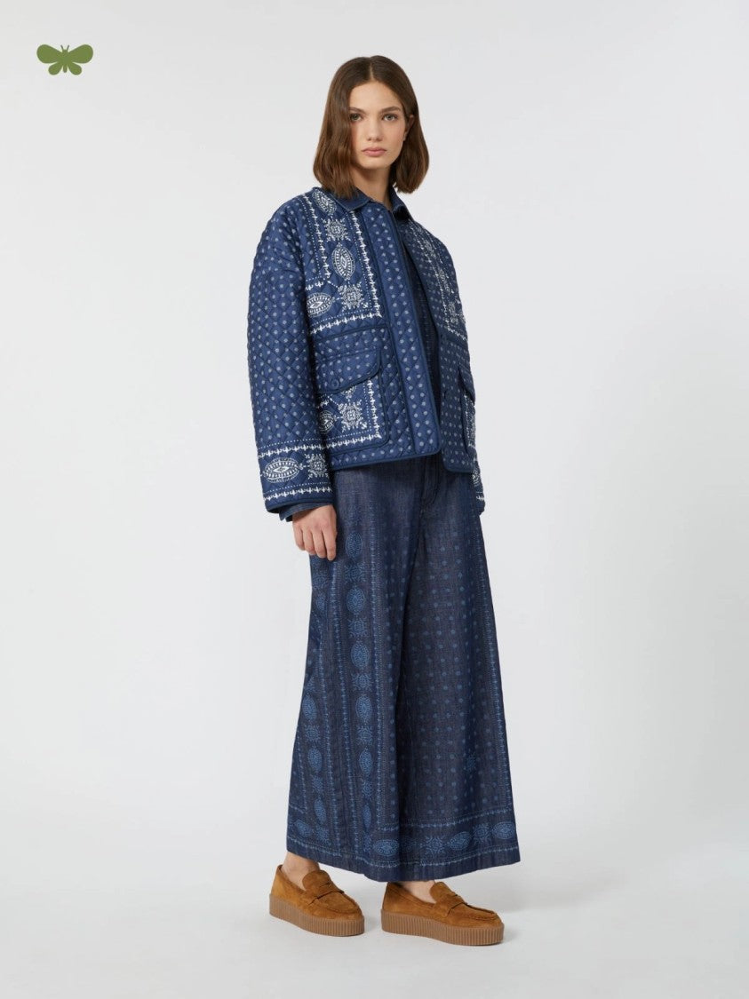 Max Mara Wide-Leg Pants With Subtle Bandana Pattern