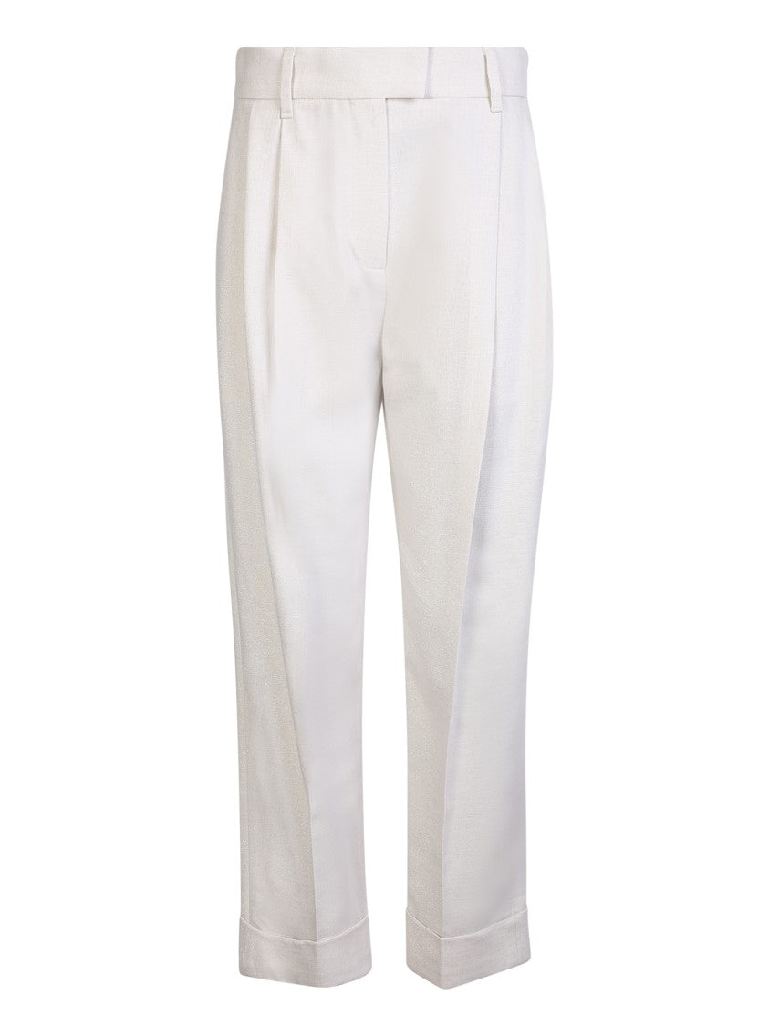 Brunello Cucinelli White Twill Baggy Sartorial Trousers