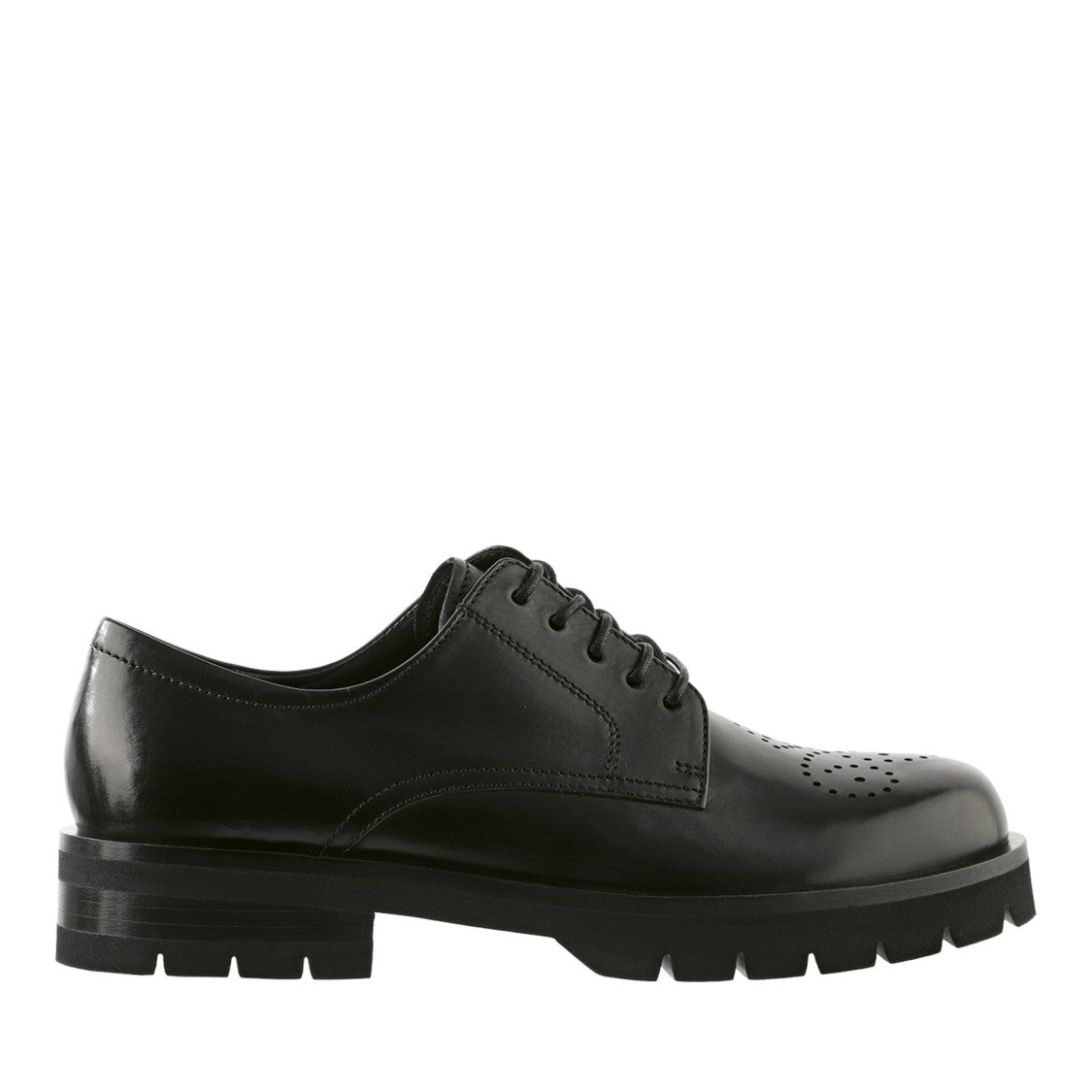 Högl Black Rocky Low-Cut Decorative Perforations Leather Shoes
