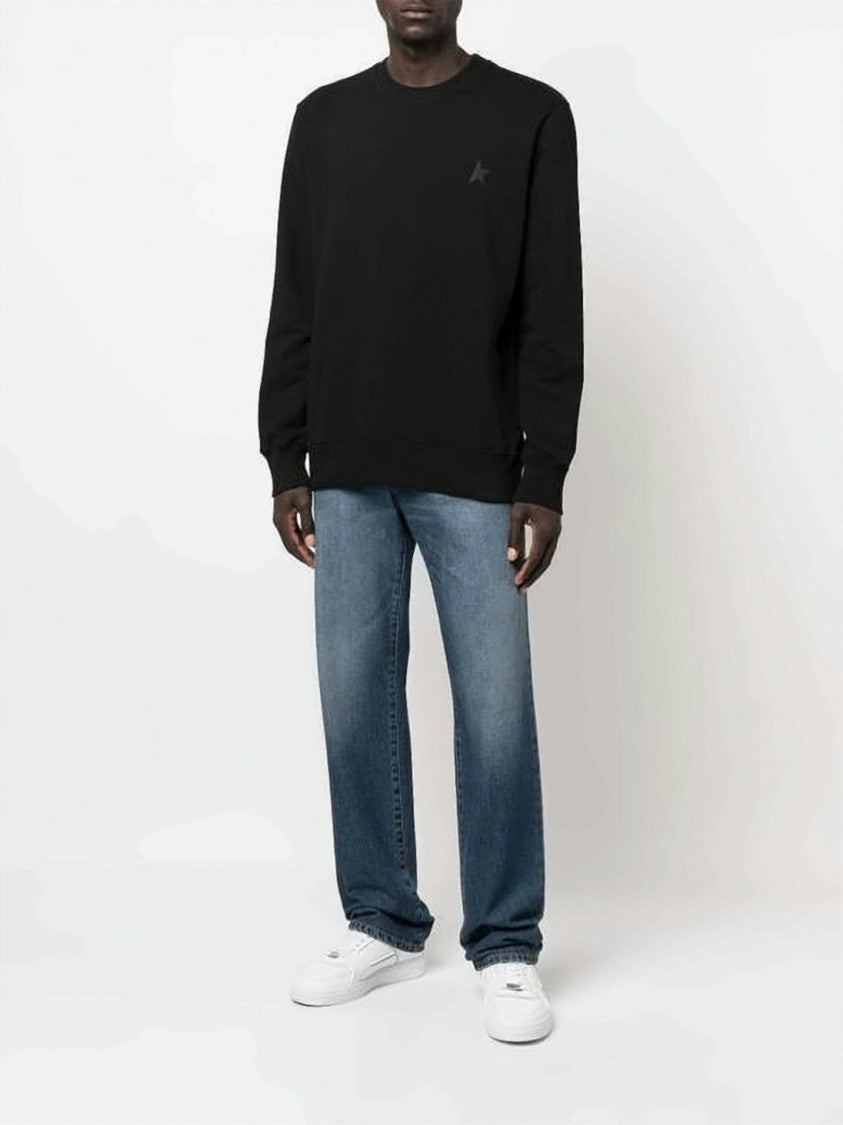 Golden Goose Tone-On-Tone Star Black Archbold Sweatshirt