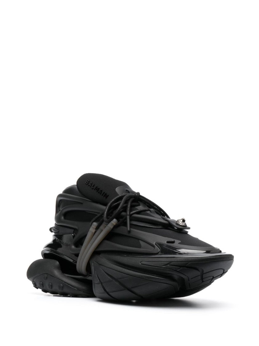 Balmain Black Silk And Nylon Lace Sneakers