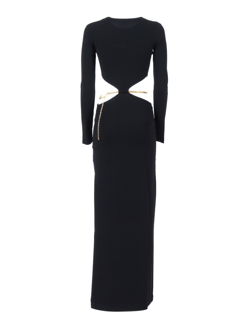 Elisabetta Franchi Black Knit Dress With Unique Cut-Out Detail
