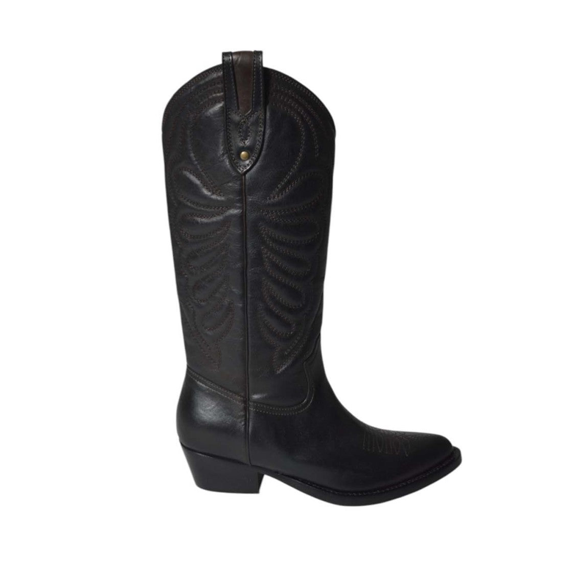 Paola D'arcano Black Leather Ohio Cowboy Boots