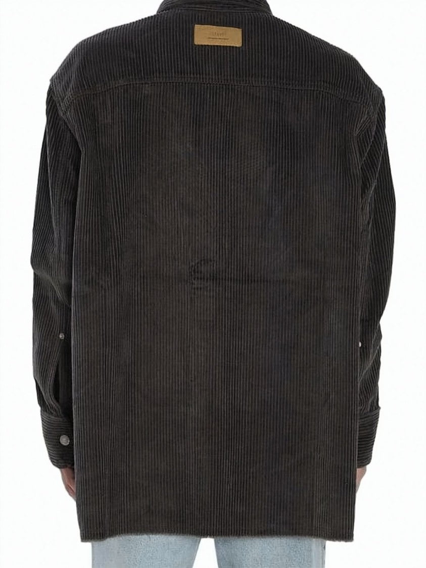 Ami Paris Corduroy Velvet Side-Slit Oversized Shirt