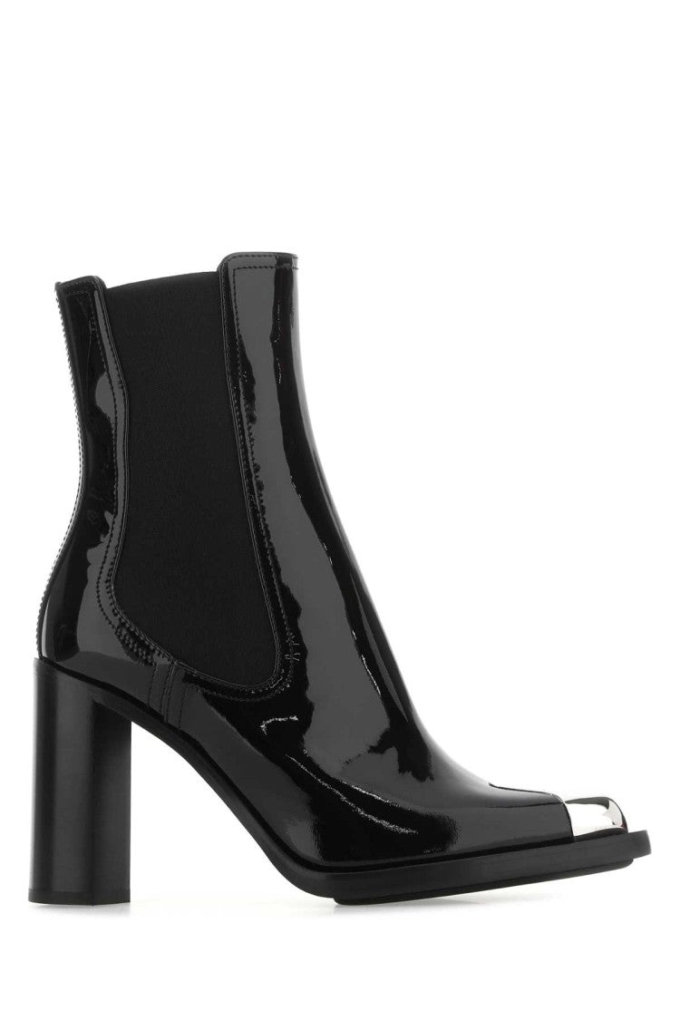 Alexander Mcqueen Black Leather Ankle Boots