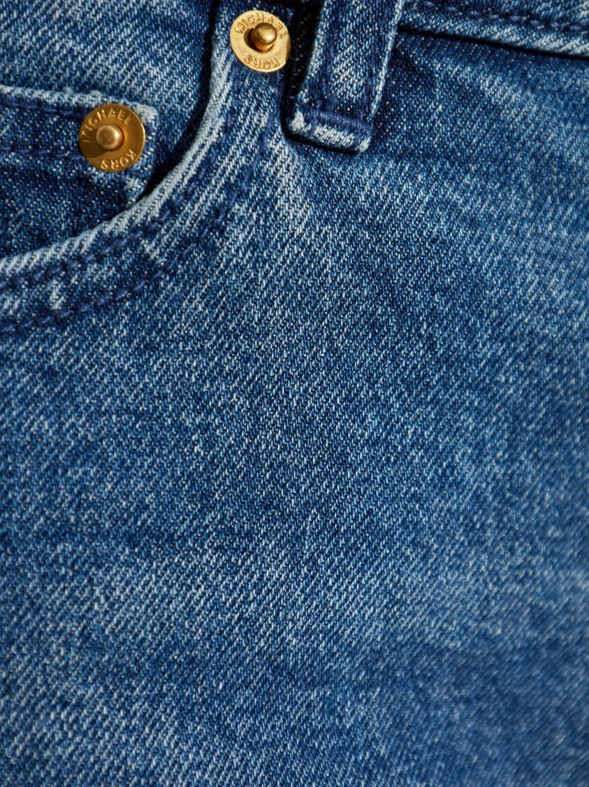 Michael Kors Mid-Blue Denim Jeans With Slightly Faded Wash And Straight-Leg Silhouette