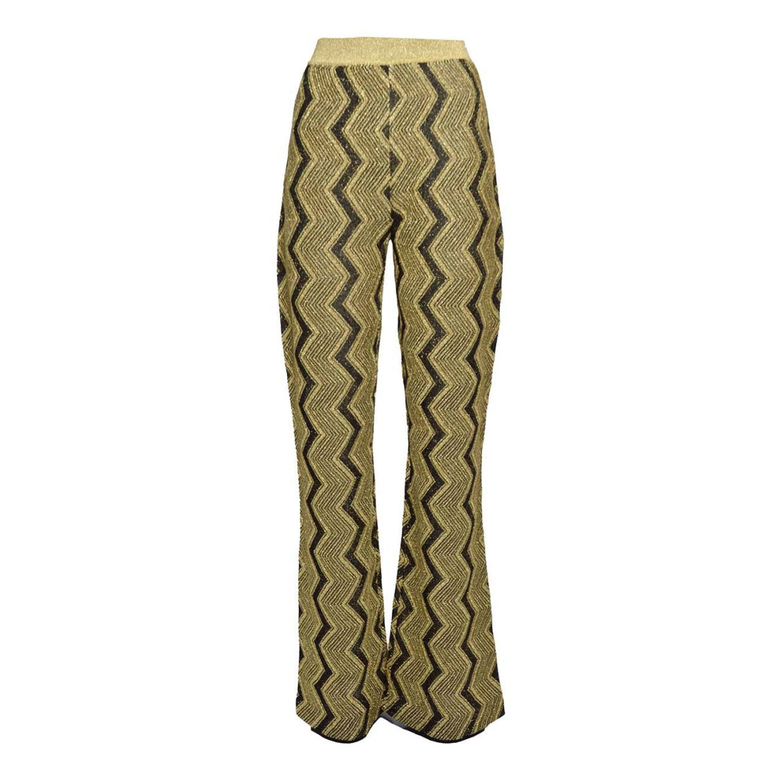 Missoni Gold Lamé Chevron Viscose Flare Pants