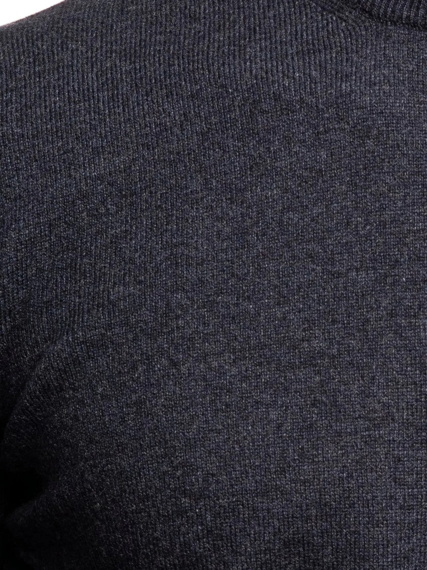 Gran Sasso Fitted Blue Wool Sweater With Classic Crew Neckline