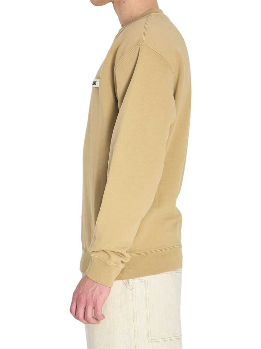 Jacquemus Beige Embroidered Logo Ribbed Finish Sweatshirt