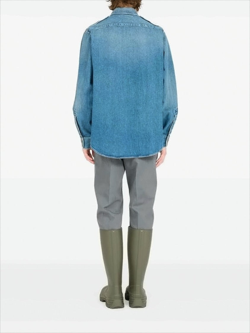Maison Margiela Denim Long-Sleeve Shirt With Classic Collar And Chest Pockets