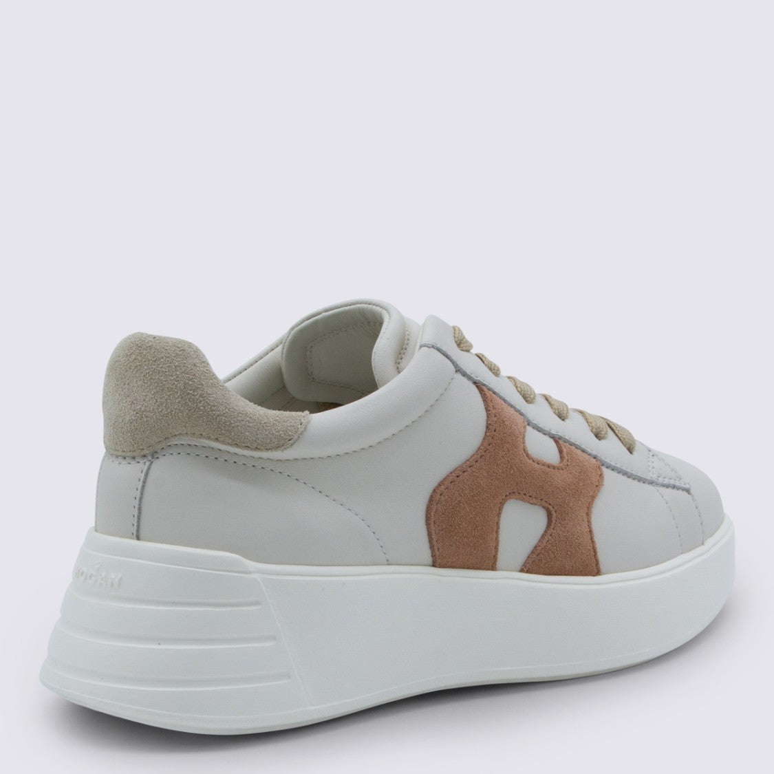Hogan White Leather Sneakers With Suede Accent