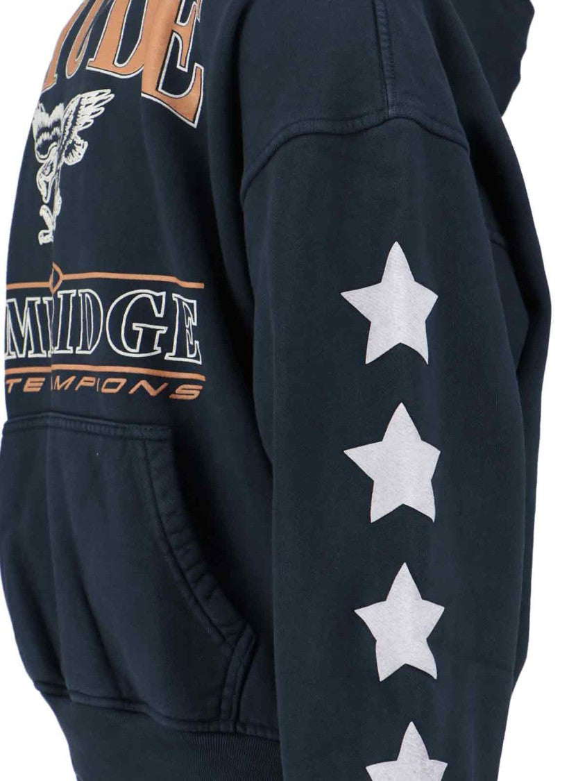 Rhude Black Cotton Jersey Hoodie With Multicolor Logo