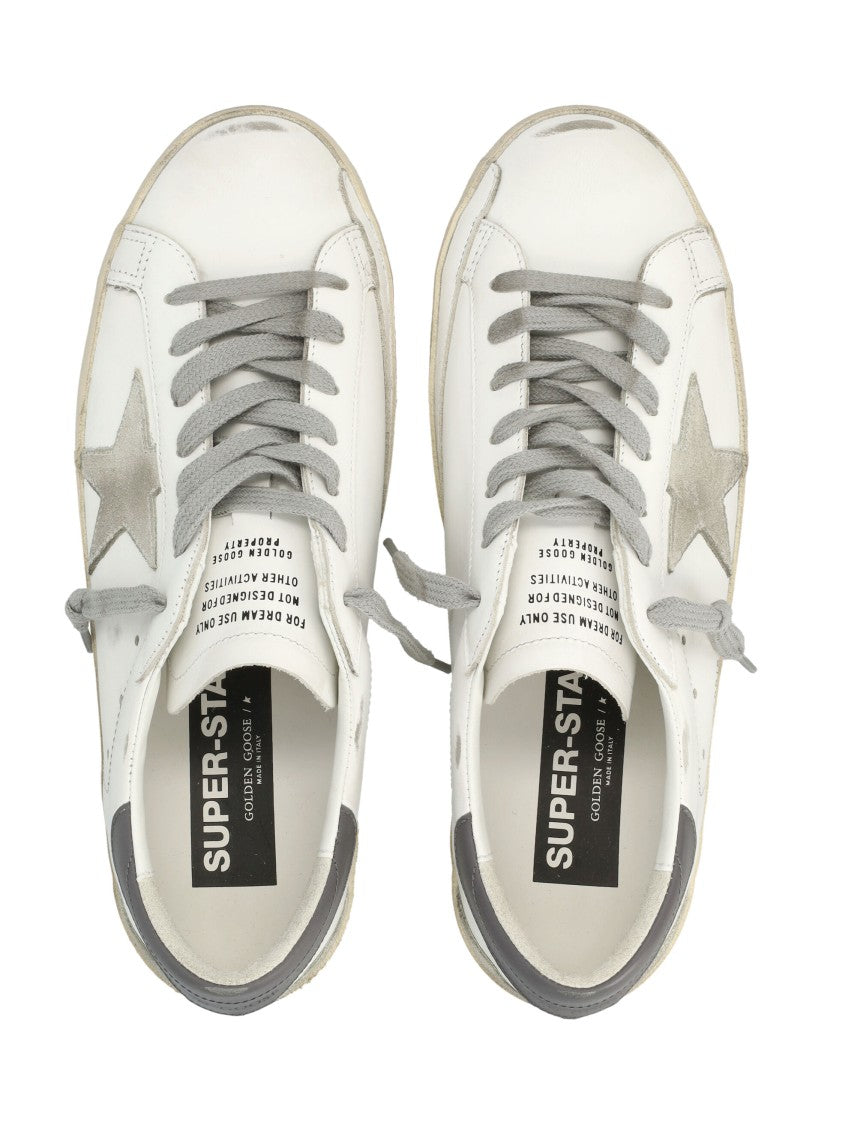 Golden Goose Vintage-Inspired White Leather Sneakers With Grey Suede Star