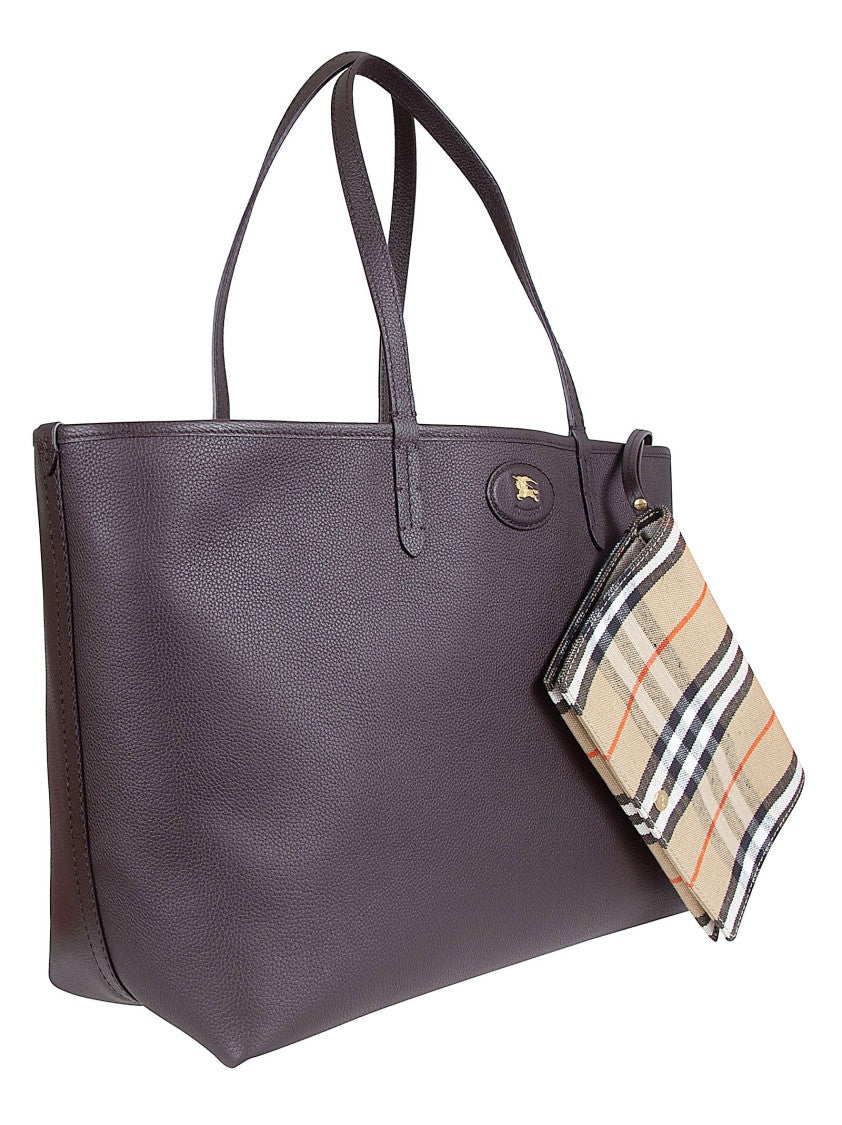 Burberry Reversible Shopping Tote In Textured Calf Grain Leather