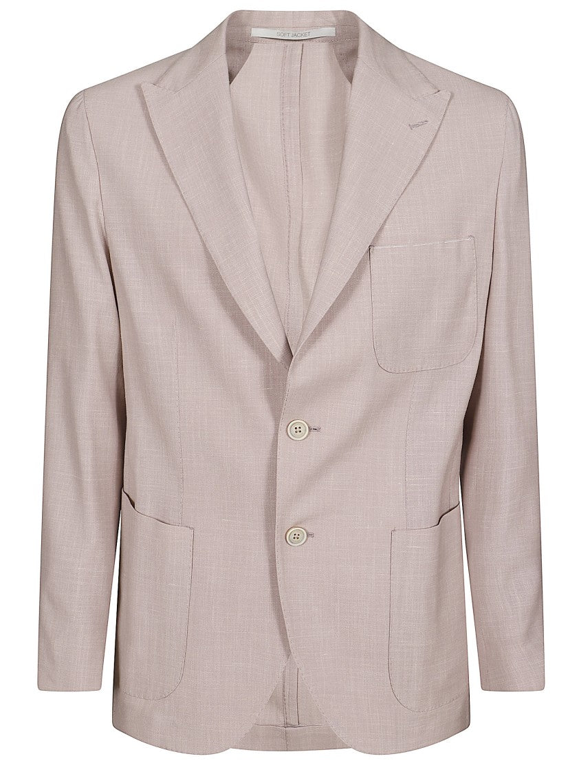 Eleventy Single-Breasted Unstructured Jacket In Natural Stretch Wool With Distinctive Cuff Detail