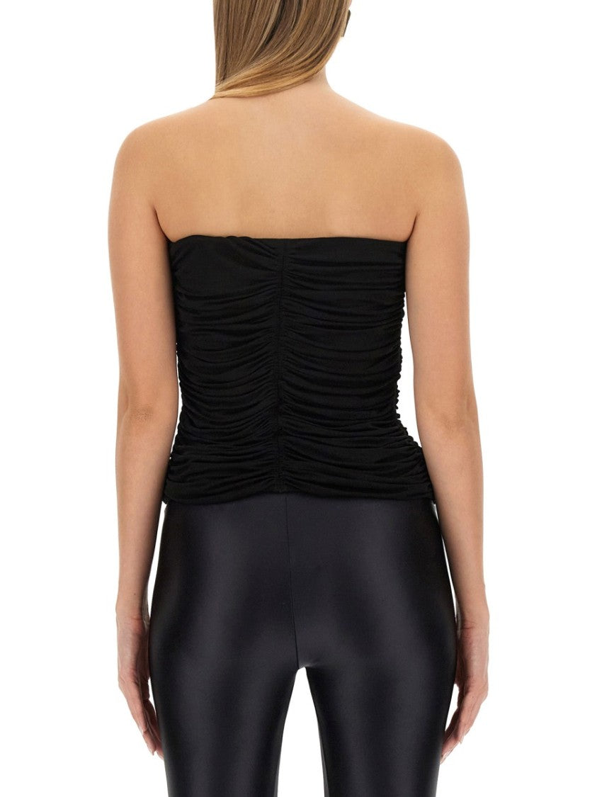 Saint Laurent Crepe Jersey Bustier With Ruched Texture