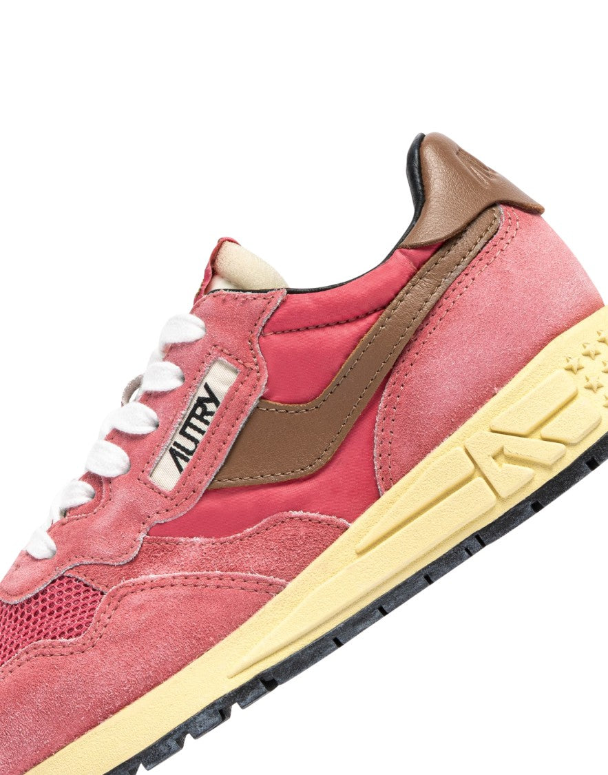 Autry Pink Nylon Suede Reelwind Sneakers