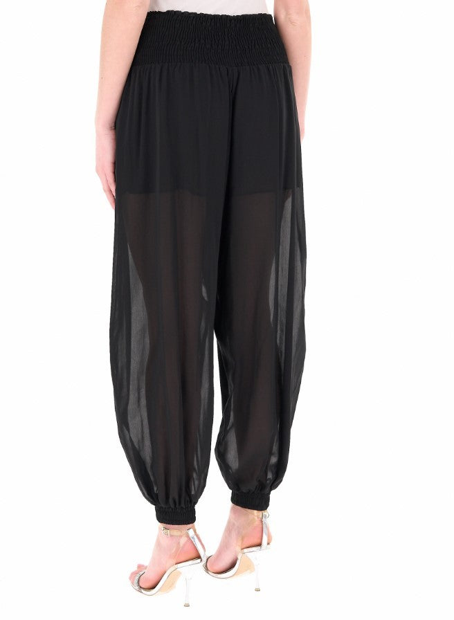 Pinko Bore Black Sheer Elastic Trousers