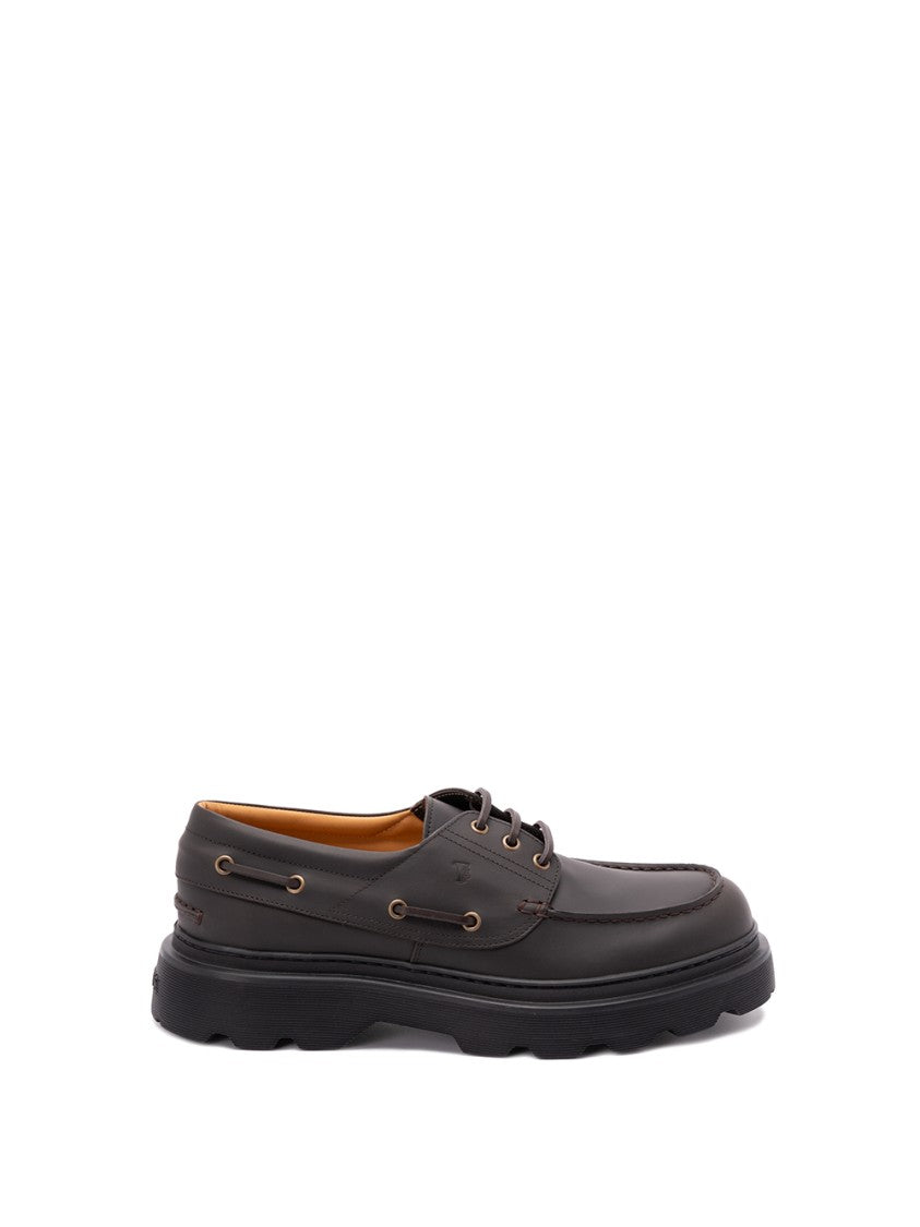 Tod's Black Calf Leather Lace-Up Shoes