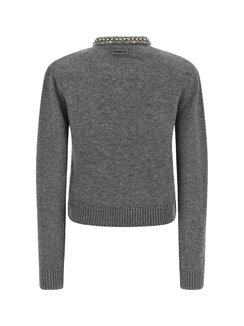 Pinko Colonia Jewel Collar Wool-Blend Cardigan
