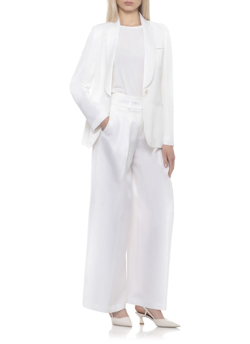 Peserico Ivory Viscose Shawl Collar Blazer