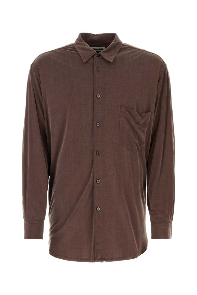 Magliano Chocolate Stretch Cupro Liquid Shirt
