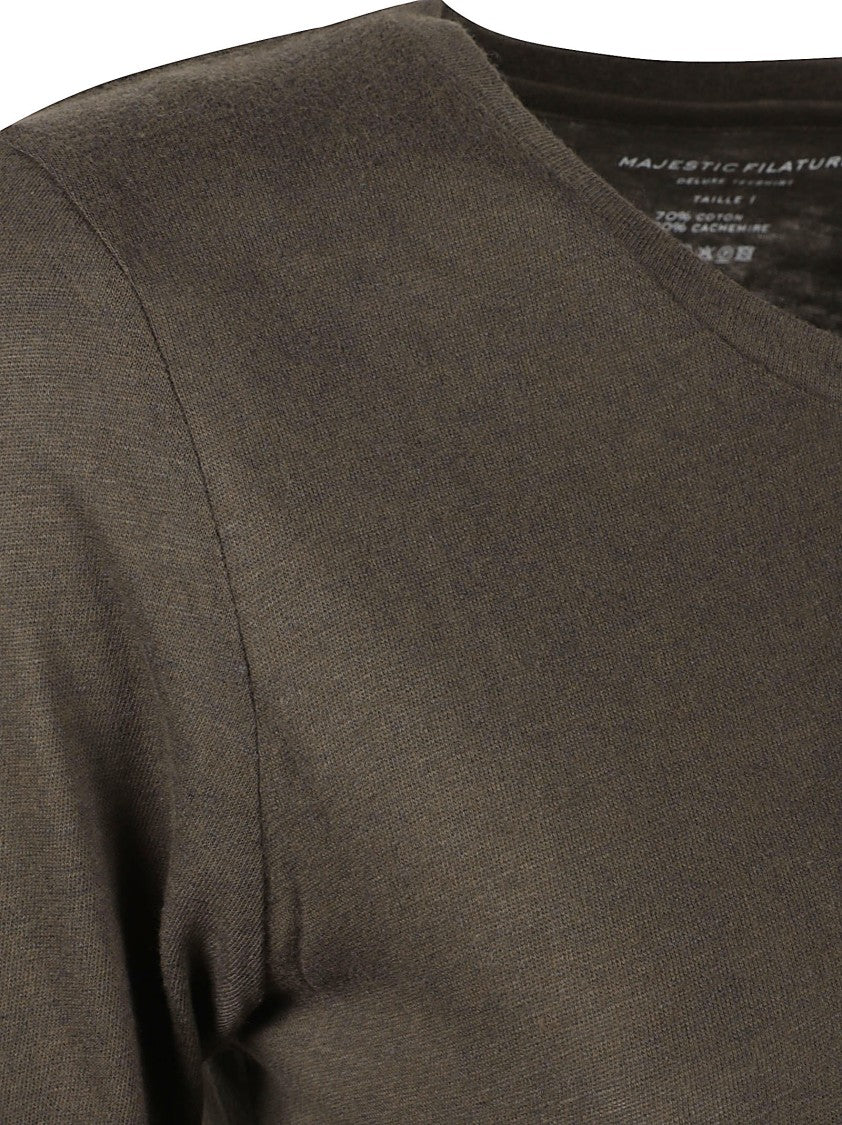 Majestic Filatures Fitted Long-Sleeved Top With Round Neckline