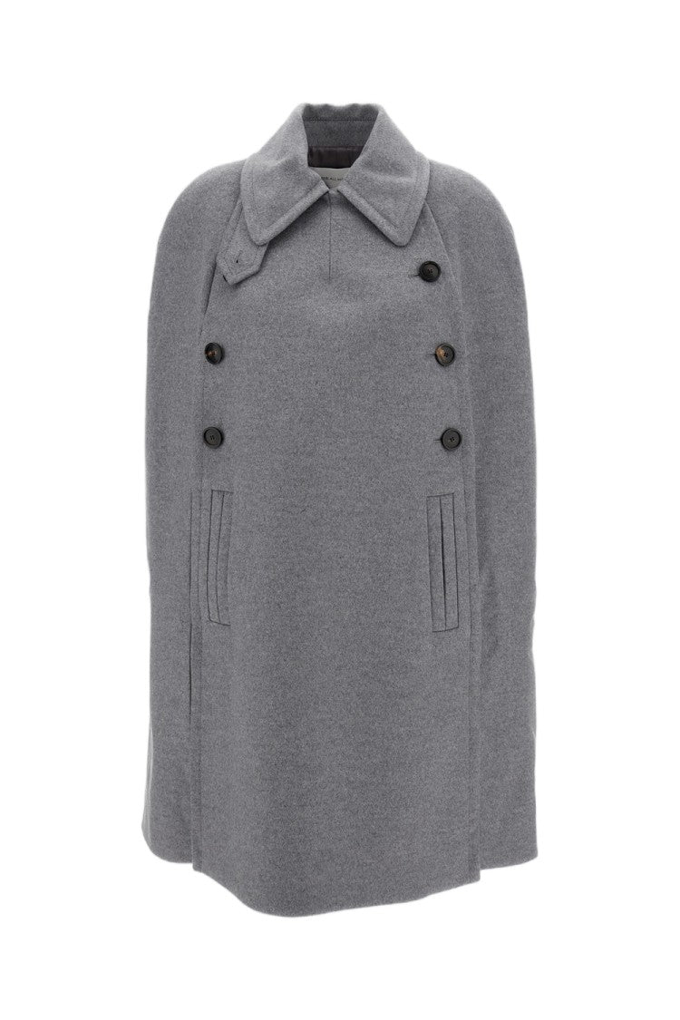 7 For All Mankind Double-Breasted Longline Wool Cape