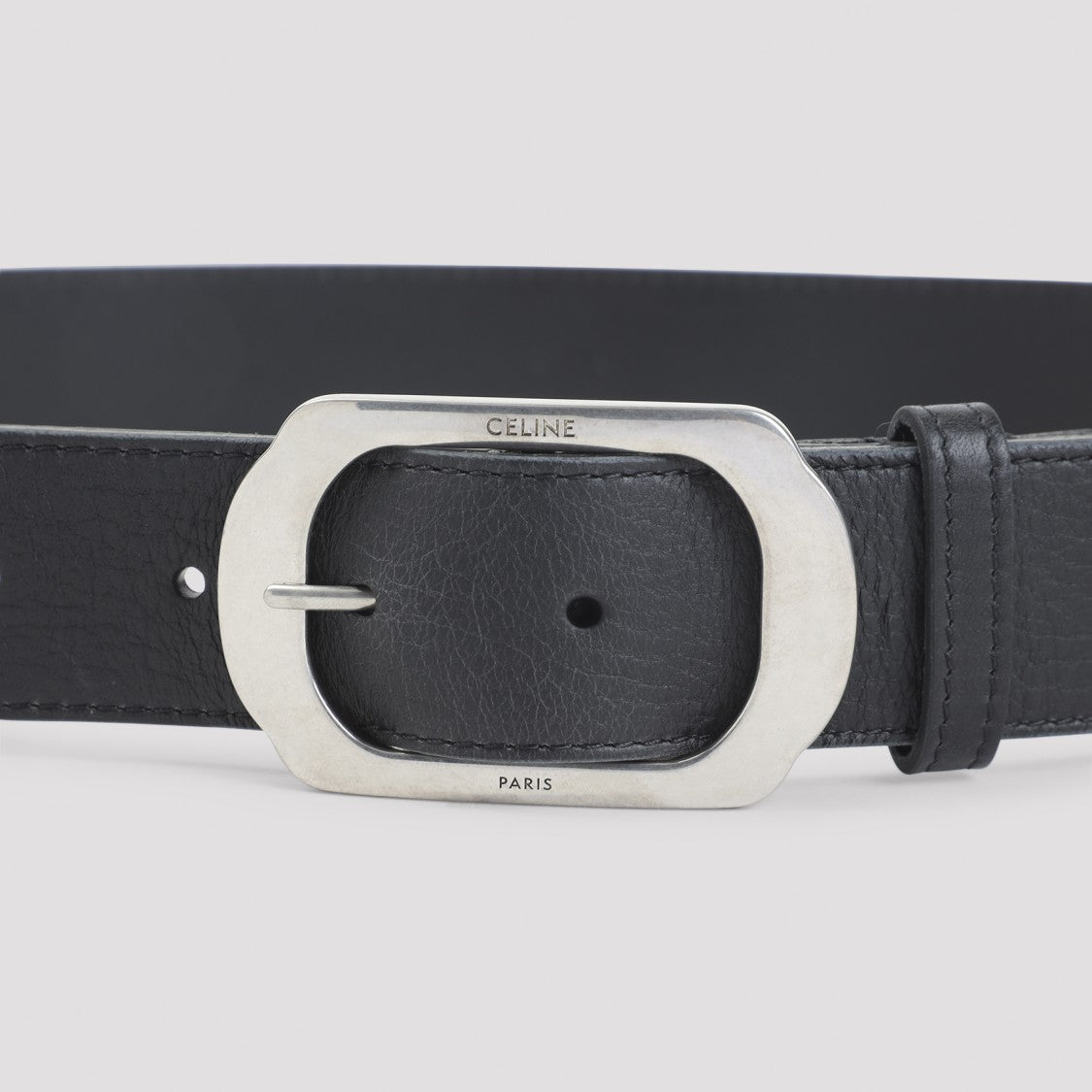 Celine 35Mm Calf Leather Belt With Embossed Logo Buckle