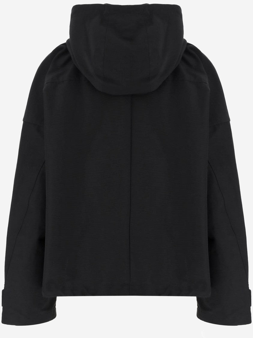 Armarium Cotton Blend Jacket With High Collar And Adjustable Hood