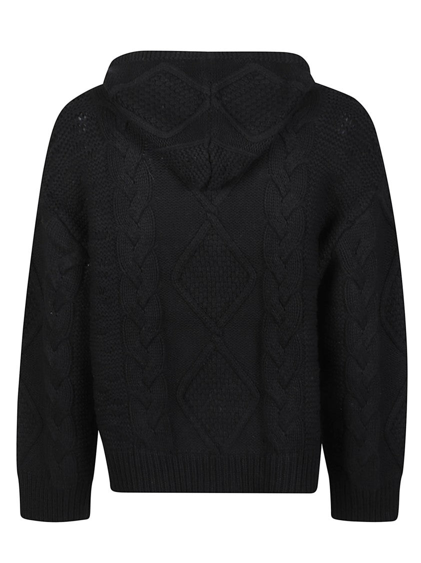Found Zip Up Cable Knit Cotton-Blend Hoodie
