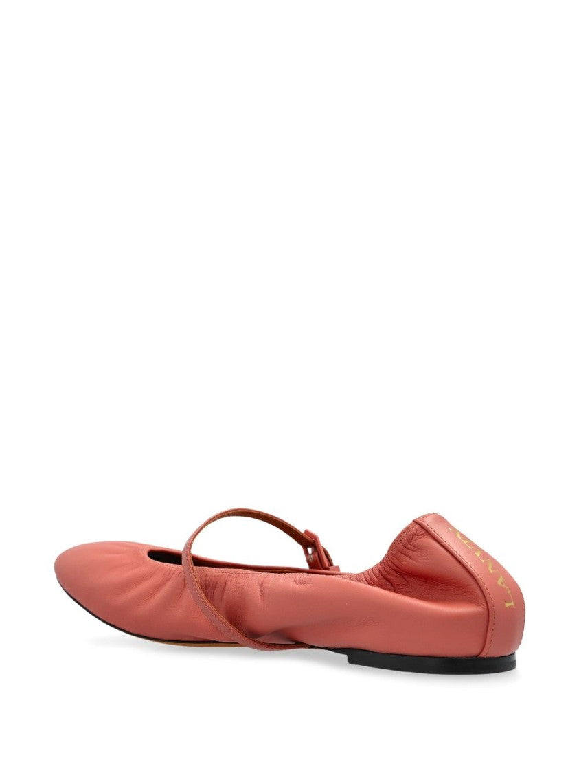 Lanvin Pink Buckle Strap Round Toe Flats
