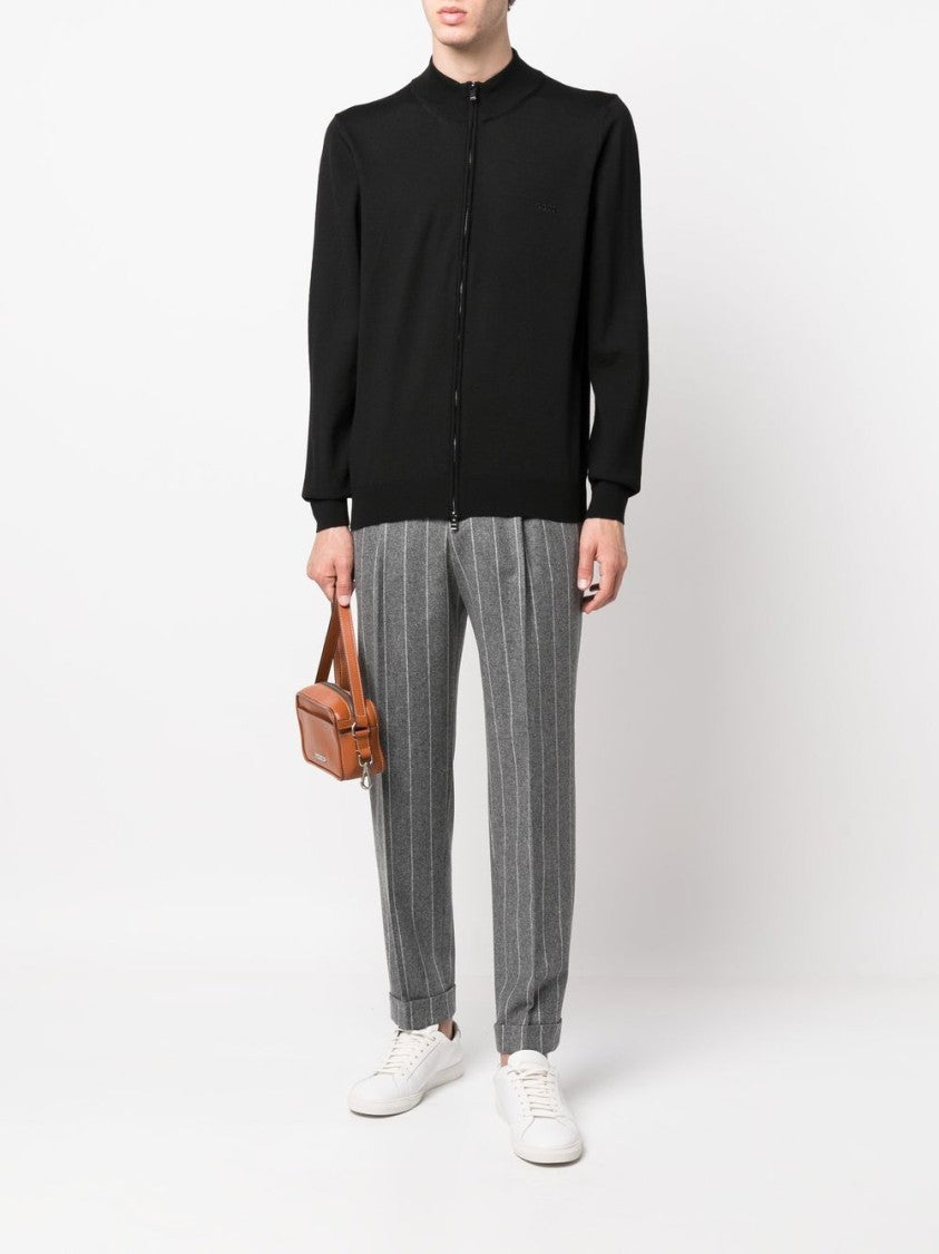 Boss Zip-Up Sweater In 100% Virgin Wool