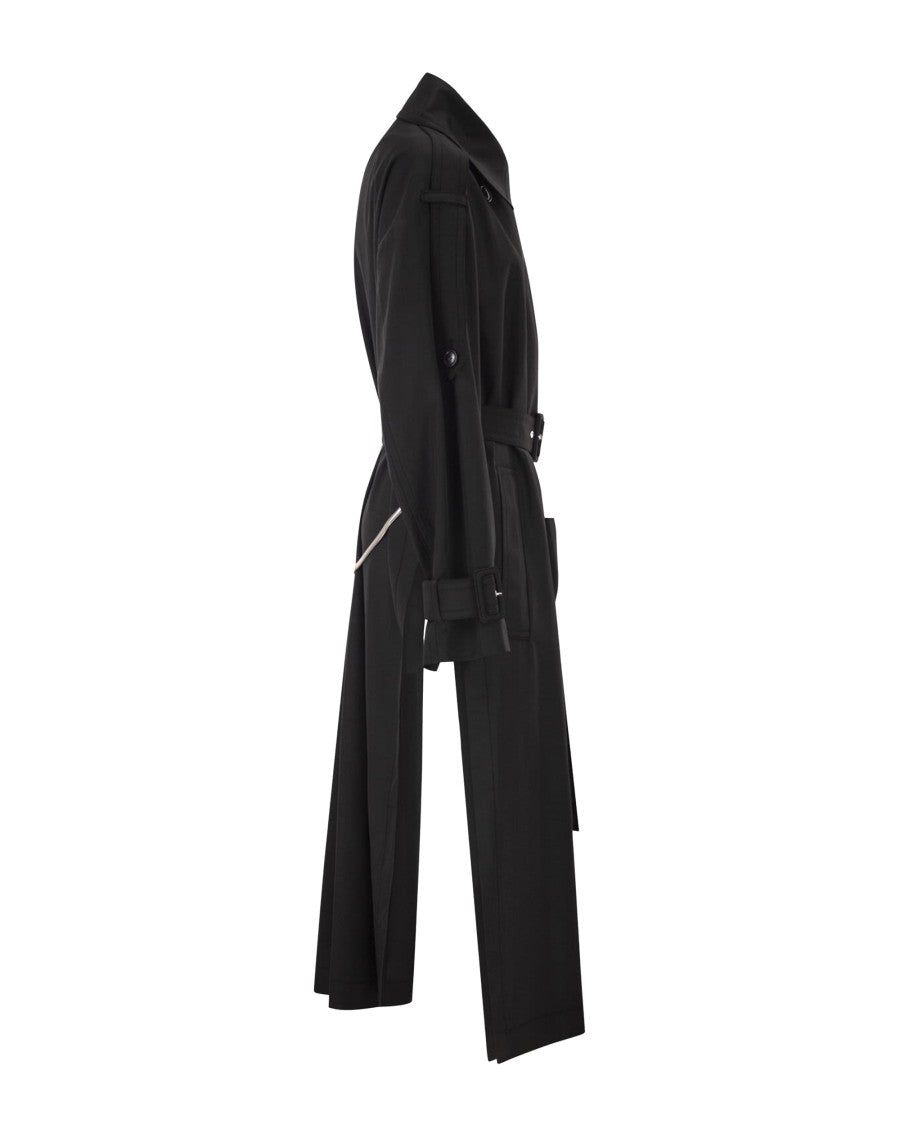 Sportmax Black Water Repellent Twill Trench