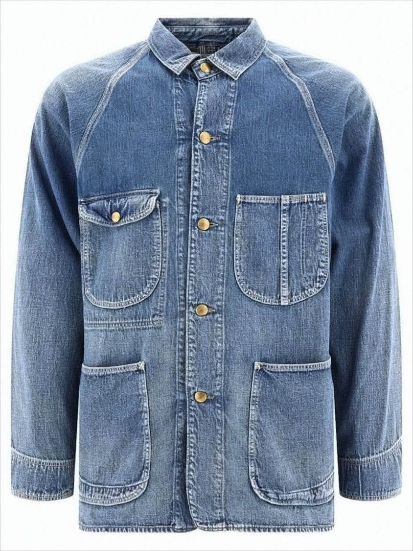 Orslow Relaxed Fit Denim Jacket With Vintage Wash And Patch Pockets