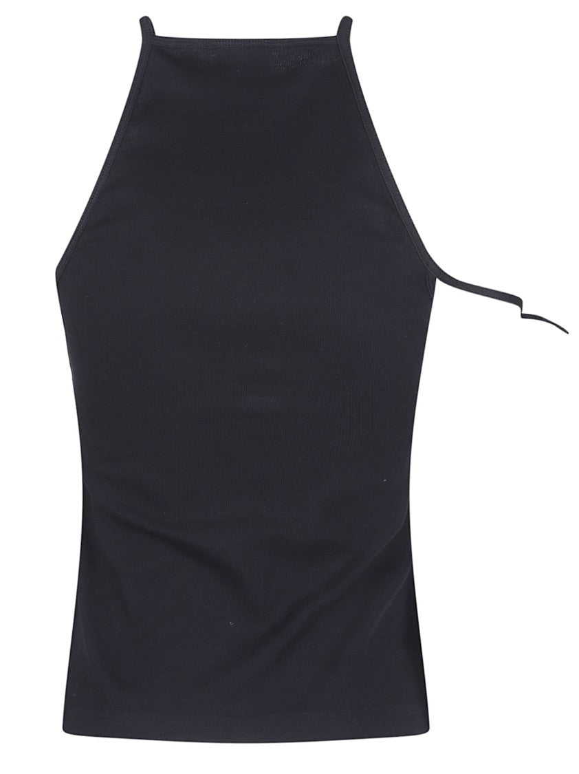 Courrèges Buckle 90S Ribbed Black Tank Top