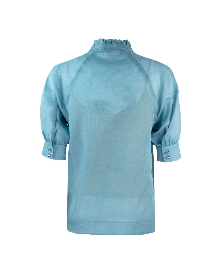 Max Mara Relaxed Fit Light Blue Blouse
